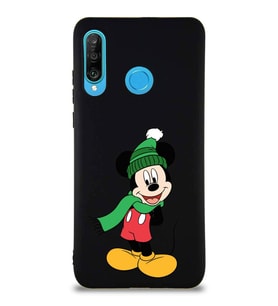 Huawei P30 Lite Soft Premier Kapak Mickey Mouse-G Tasarımlı Silikon Kılıf - Siyah (Şeffaf)