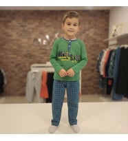 Erkek Çocuk Never Stop Yazılı Uzun Kollu Pijama takımı - 2-3 YAŞ / YEŞİL