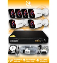 ELITCAM 6 Kameralı Kare 6 Dış Kamera Set 2 TB HDD Full HD Gece Görüşlü Güvenlik Kamerası Sistemi
