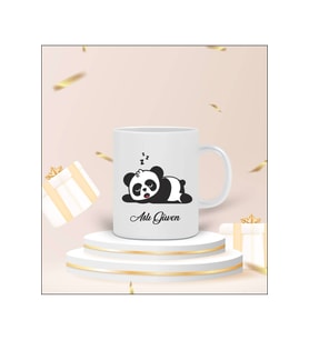 Kişiye Özel Panda Tasarımlı Kupa Bardak (Beyaz)