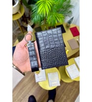 Premium Deri Ruhsat Kılıfı ve Anahtarlık Seti (Parlak Siyah)