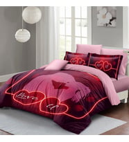 MONOHOME Sevgililer Günü Çift Kişilik Nevresim Takımı %100 Pamuk Saten Love U (Mor)