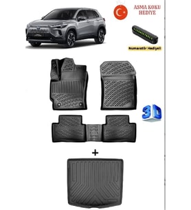 Toyota Corolla Cross 2022-2025 Yılları Arası Uyumlu 3D Havuzlu Paspas ve ÜST Bagaj Havuzu Seti ASMA KOKU VE NUMARATÖR HEDİYELİ