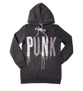 Toontoy Kız Çocuk Sweatshirt Kapşonlu Punk Baskılı (Antrasit Melanj)