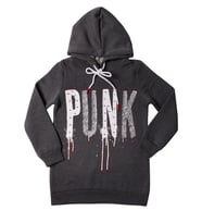Toontoy Kız Çocuk Sweatshirt Kapşonlu Punk Baskılı (Antrasit Melanj)
