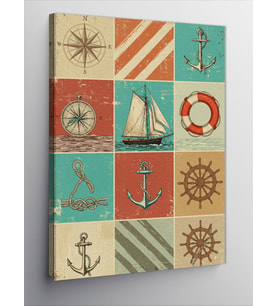 Kanvas Tablo Denizcilik Temalı Patchwork