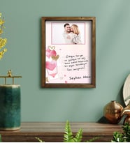 BK Gift Kişiye Özel Kendi El Yazın Mesajlı Fotoğraflı Doğal Ahşap Çerçeveli Tablo 30x40cm-1