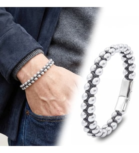 Moncuk Design Hematit ve Çelik Halatlı Erkek Bileklik 33512B18D1