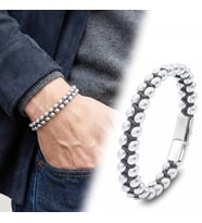 Moncuk Design Hematit ve Çelik Halatlı Erkek Bileklik 33512B18D1