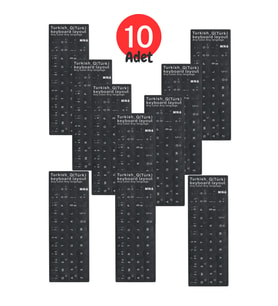 MN6 MTRQ Türkçe Q Klavye Sticker 10 Adet Laptop PC Uyumlu Silinmez Yapışkanlı Harf Çıkartması