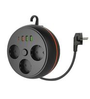 Mcg® 3 Adet Soket,3 Adet USB ve 1 Adet Type-C Girişli Termal Akım Korumalı Makaralı Priz 3395