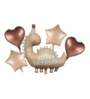 Retro Happy Birthday Dinozor Şekilli 5 li Folyo Balon Set