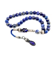 1000 Ayar Gümüş Püsküllü Lapis Lazuli Doğaltaş Tesbih (Çok Renkli)
