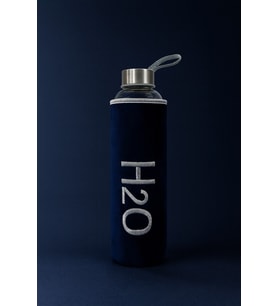 H2o Peluş Kılıflı Cam Matara 600 Ml Turkuaz