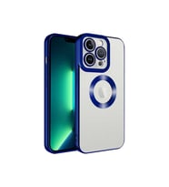 Apple iPhone 14 Pro Uyumlu Kılıf Kamera Korumalı Logo Gösteren Zore Omega Kapak (Mavi)