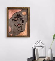 BK Home Minimalist Woman Tasarımlı Doğal Masif Ahşap Çerçeveli Tablo 45x65cm-1
