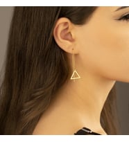 DKMN Gümüş Üçgen Sallantı Gümüş Küpe Kadın Gümüş Küpe (Gold)