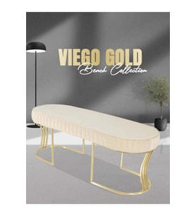Viego Gold Striped Bench Puf