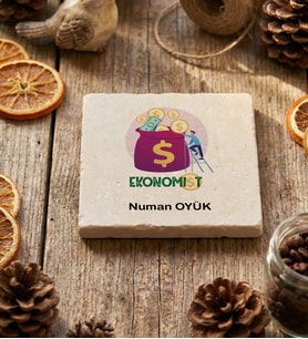 Kişiye Özel Ekonomist Bardak Altlığı  Hediyesi (Krem)