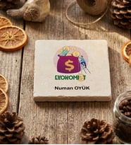Kişiye Özel Ekonomist Bardak Altlığı  Hediyesi (Krem)