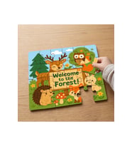 Ormanda Sevimli Hayvanlar Tasarımlı 24 Parça Ahşap Çocuk Puzzle MPK0284