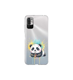 Redmi Note 10 5G ile Uyumlu Splash Panda Tasarımlı Şeffaf Silikon Kılıf