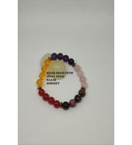 8 MM EŞLER ARASI UYUM DOĞALTAŞ BİLEKLİK (SİTRİN, AMETİST, PEMBE KUVARS, AKİK,RODONİT, HEMATİT)