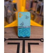 İPhone 11 Uyumlu Kelebek Figürlü Simli Parlak Telefon Kılıfı (Yeşil)