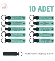 Muhtelif Seminerler İçin, 10'lu Set, Kişiselleştirilebilir Deri Anahtarlık, Turkuaz & Lacivert