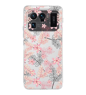Xiaomi Mi 11 Ultra Uyumlu Kamera Korumalı Kapak Floral Kırmızı Tasarımlı Şeffaf Silikon Kılıf