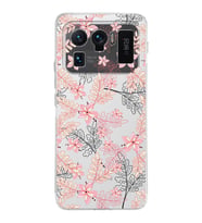 Xiaomi Mi 11 Ultra Uyumlu Kamera Korumalı Kapak Floral Kırmızı Tasarımlı Şeffaf Silikon Kılıf