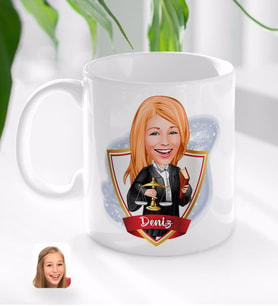 BK Gift Kişiye Özel İsimli Kadın Avukat Karikatürlü Beyaz Kupa Bardak-1