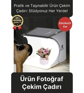 Çok Amaçlı Portatif Taşınabilir Beyaz Led Işıklı Pratik Mini Fon Fotoğraf Stüdyosu Ürün Çekim Çadırı