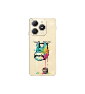 Realme C61 ile Uyumlu Splash Tembel Hayvan Tasarımlı Şeffaf Silikon Kılıf
