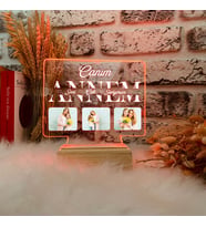 Anneler Günü Hediyesi Canım Annem Fotoğraflı 3 Boyutlu Gece Lambası Anneye Hediye 3D Led Lambası (Kırmızı)