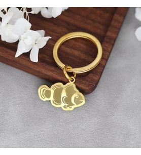 Kişiye Özel 925 Ayar Gümüş Palyaço Balığı Anahtarlık (Gold)