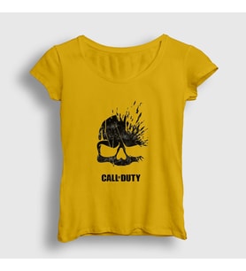 Presmono Kadın Sarı Skull Call Of Duty T-Shirt 27270tt (Sarı)