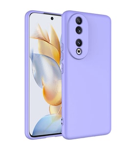 Huawei Honor 90 Kılıf Kamera Korumalı iÇi Süet Dokulu Lansman Tipi Silikon (Lila)