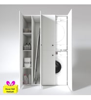Kenzlife çamaşır-kurutma makinesi dolabı kapaklı yaromira sol byz 180*120*60 banyo arkalıksız + tekli duvar rafı hediyeli (Karışık)