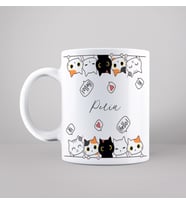 Kedi Tasarımlı Kupa Kişiye Özel