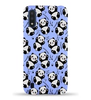 Samsung Galaxy M01 Uyumlu Lansman Kılıf Panda Tasarımlı İçi Kadife Kapak-Lila (Şeffaf)