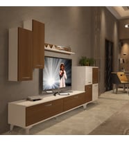 Decoraktiv Eko 6 Slm Std Silver Tv Ünitesi Tv Sehpası - Beyaz Ceviz (Beyaz - Ceviz)