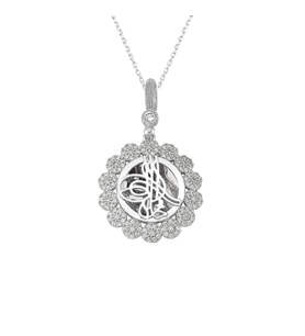 Gümüş Tuğralı Madalyon Kolye