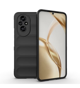 Honor 200 Uyumlu Kılıf Esnek TPU Oyuklu Arka Yüzey Tasarımlı Zore Etnik Silikon Kapak (Siyah)