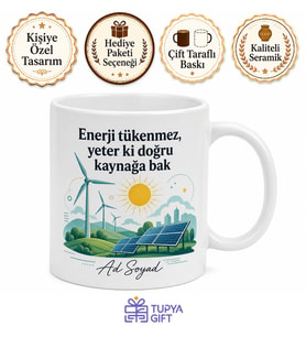 Elektrik Enerjisi Üretim Öğrencisine Rüzgar Türbini Güneş Paneli Kupa Hediye Bardak