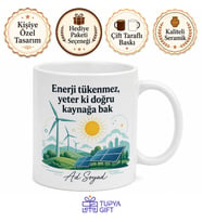 Elektrik Enerjisi Üretim Öğrencisine Rüzgar Türbini Güneş Paneli Kupa Hediye Bardak