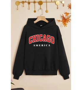 Çocuk Chiago Baskılı Sweatshirt (Siyah)