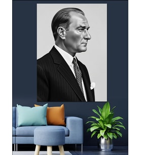 Mustafa Kemal Atatürk'Ün Fotoğrafı Dekoratif Kanvas - Mdf Ahşap Tablo