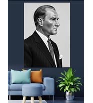 Mustafa Kemal Atatürk'Ün Fotoğrafı Dekoratif Kanvas - Mdf Ahşap Tablo