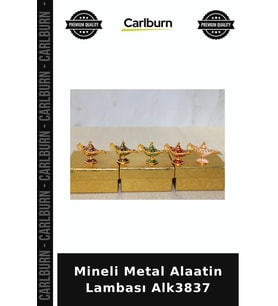 Özel Üretim Dekoratif Hatıra Hediyelik Aksesuar Klasik Mineli Metal Alaatin Lambası